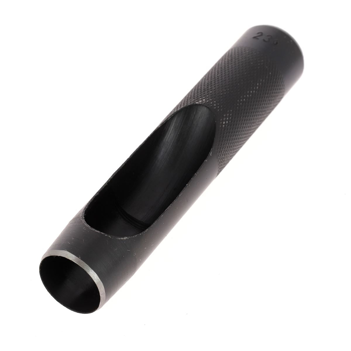 Emporte-pièce à frapper rond avec manche droit, outil pour découper ou façonner des matériaux, en métal robuste.