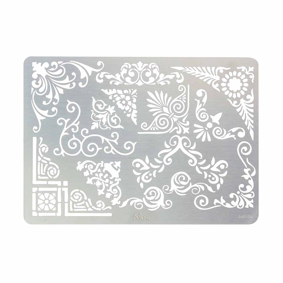 Plaque en acier pour pyrogravure sur cuir avec motifs COINS par Ivan, outil de dessin pour pyrograveur.