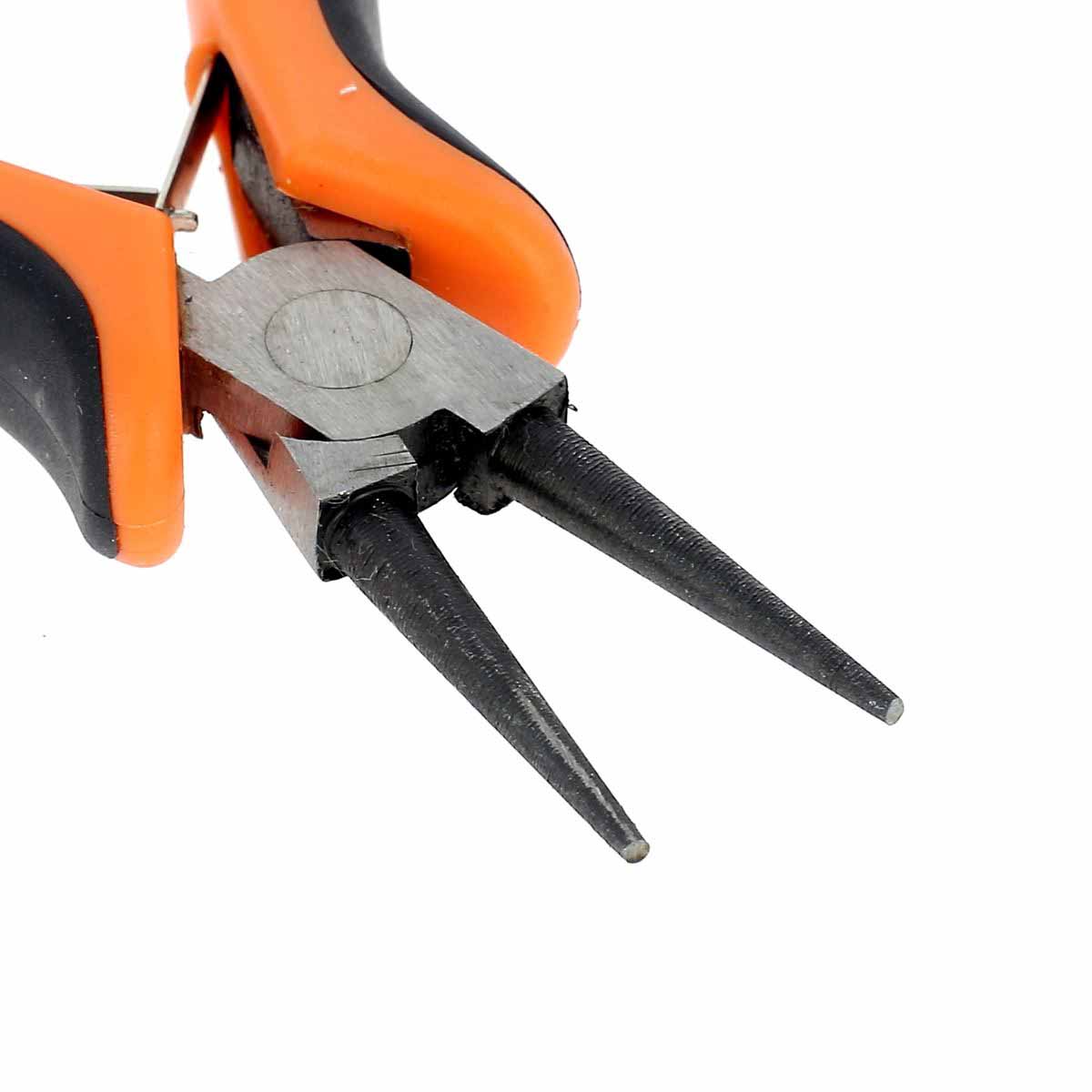 Mini-pince à bec court et rond Tan Company de 12,5cm avec manche bi-matière, outil de précision pour bricolage.