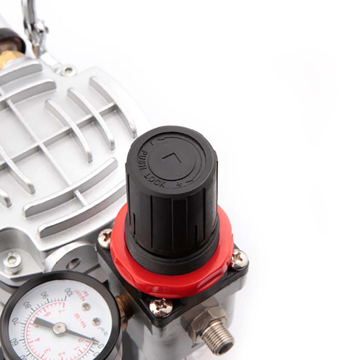 Mini compresseur pour aérographe avec piston, idéal pour teintures et peintures, compact et performant.