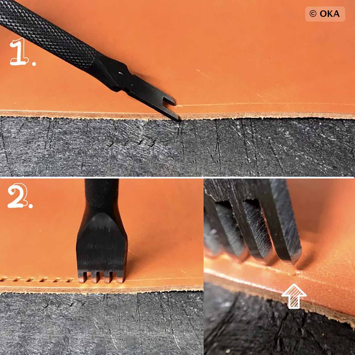 Traceur de ligne pour couture du cuir de la marque Oka, outil de mercerie pour tracer des lignes précises sur le cuir.