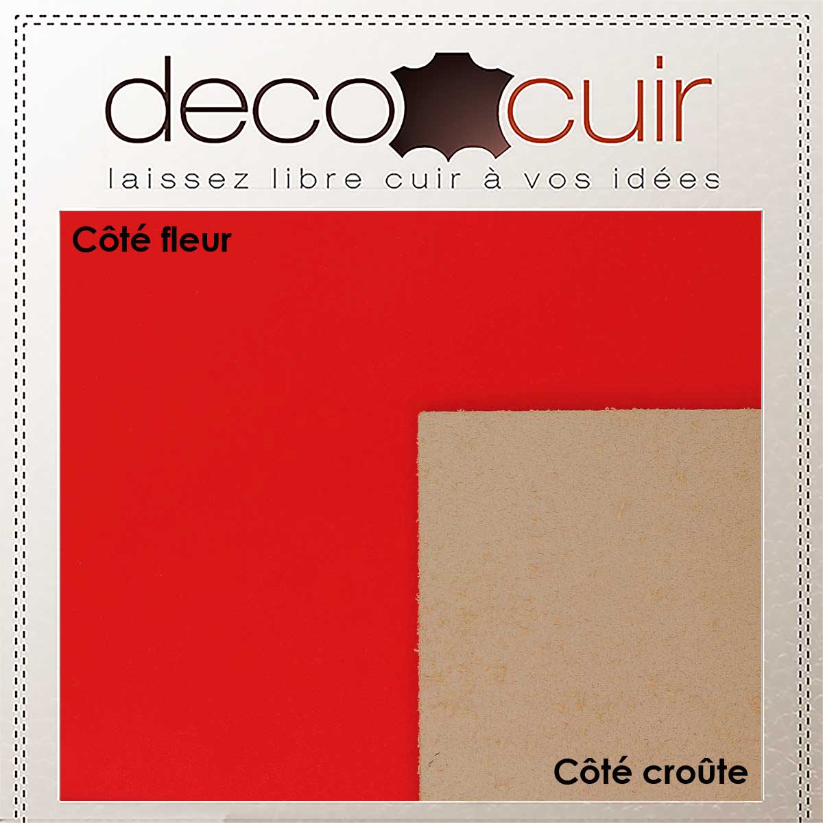 Bande de cuir rouge VVN TANAO en peaux de cuir, épaisseur 1,5 mm, pour projets de maroquinerie ou décoration.