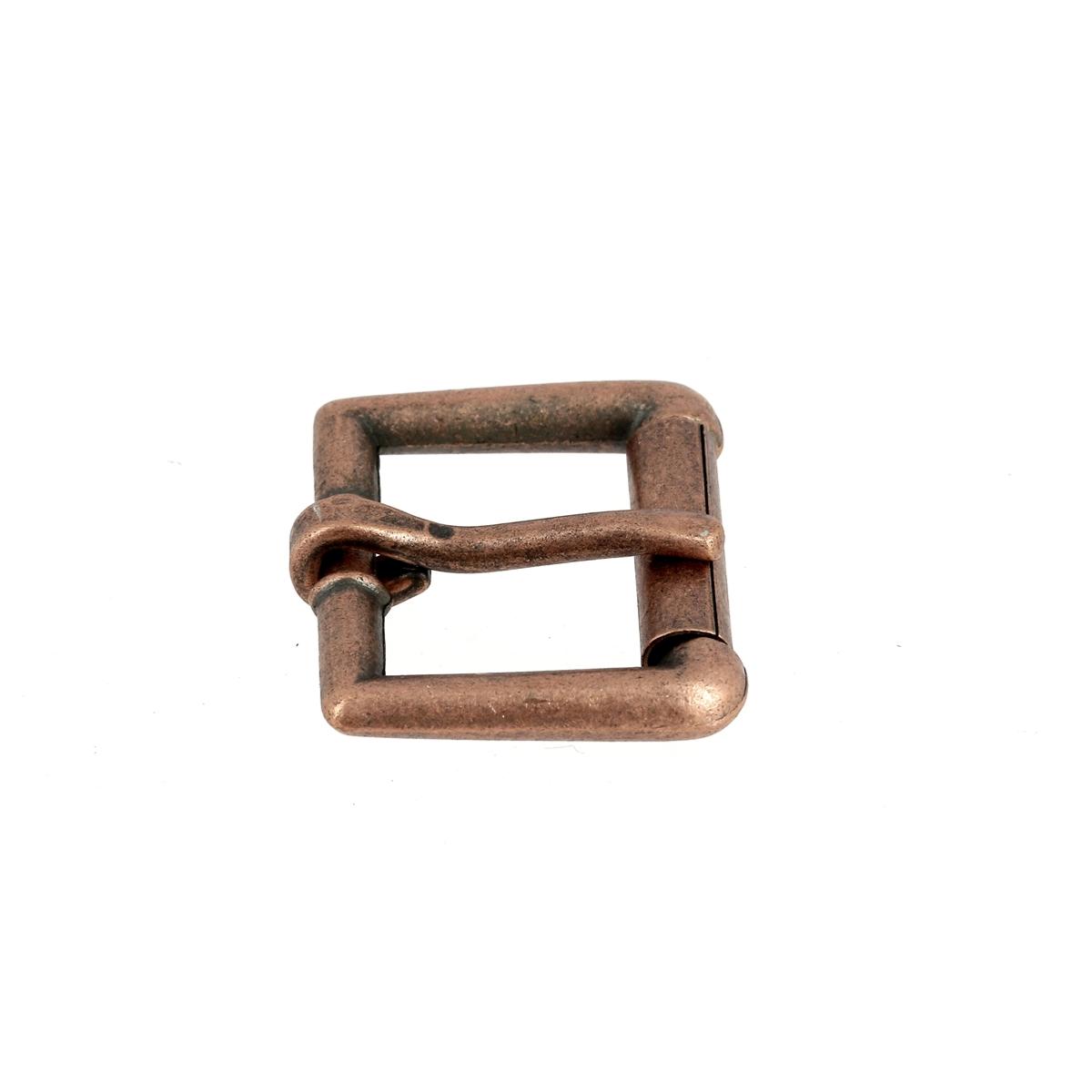 Boucle de ceinture à rouleau YOU, pièce de bouclerie en métal, vue en gros plan sur un fond neutre.