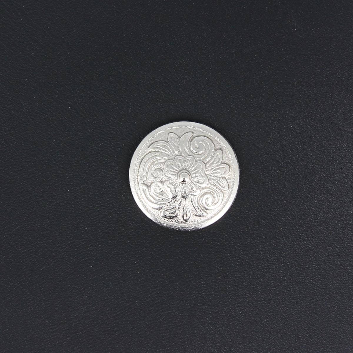 Bouton pression Diablo VIEUX NICKEL LINE 24 de 15mm, accessoire métallique avec motif floral, pour décoration et fixation.
