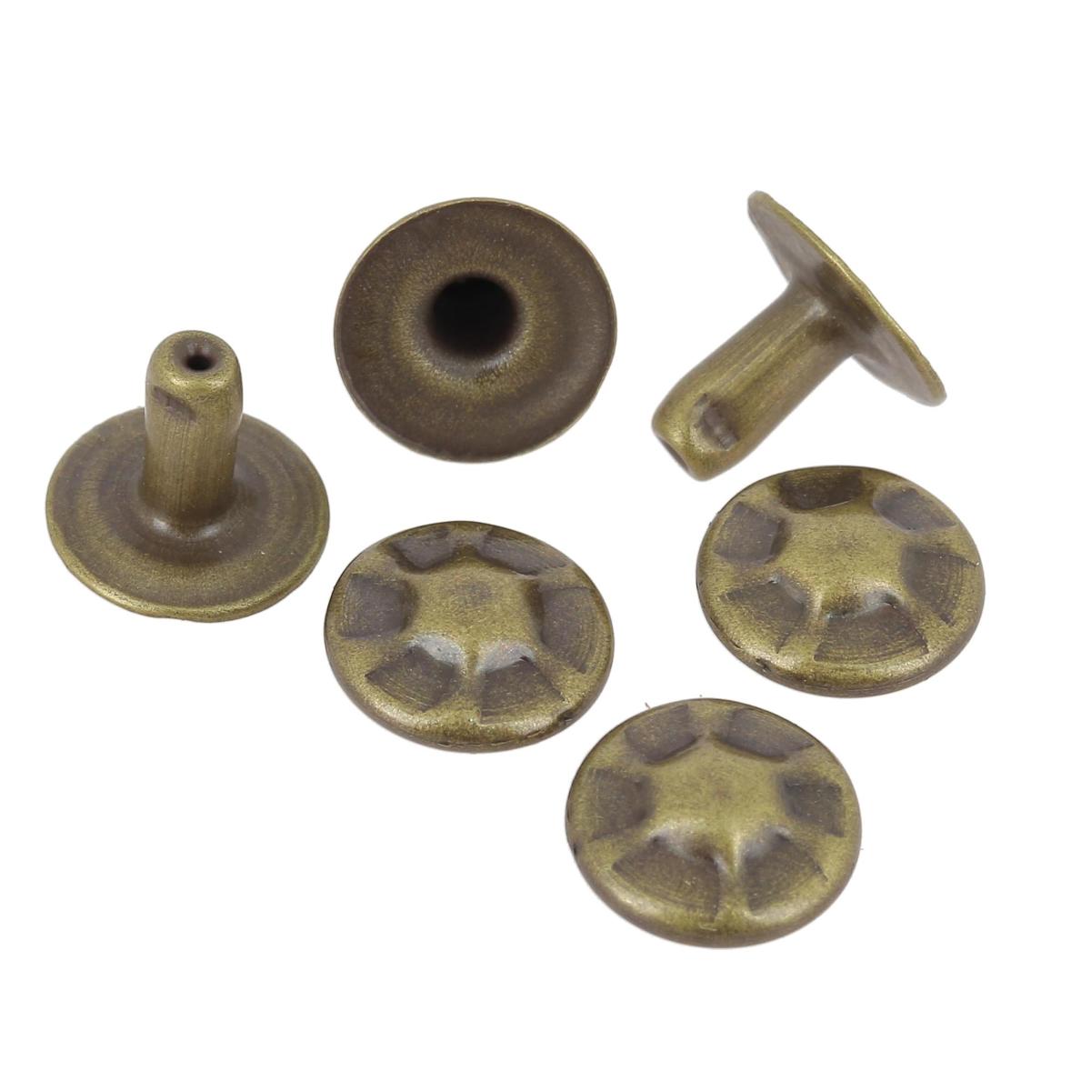 Lot de 100 rivets simples avec calotte antique de 9 mm, accessoires pour bricolage et rénovation.