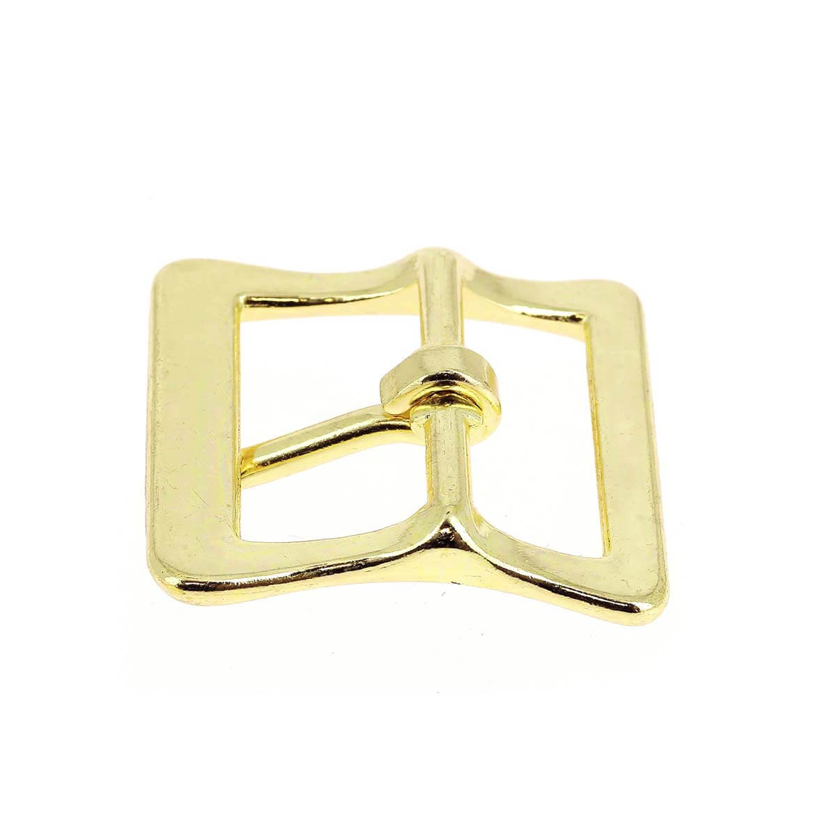 Boucle de ceinture à faux rouleau TIM en acier, pièce de bouclerie pour ceintures, vue rapprochée sur la boucle.