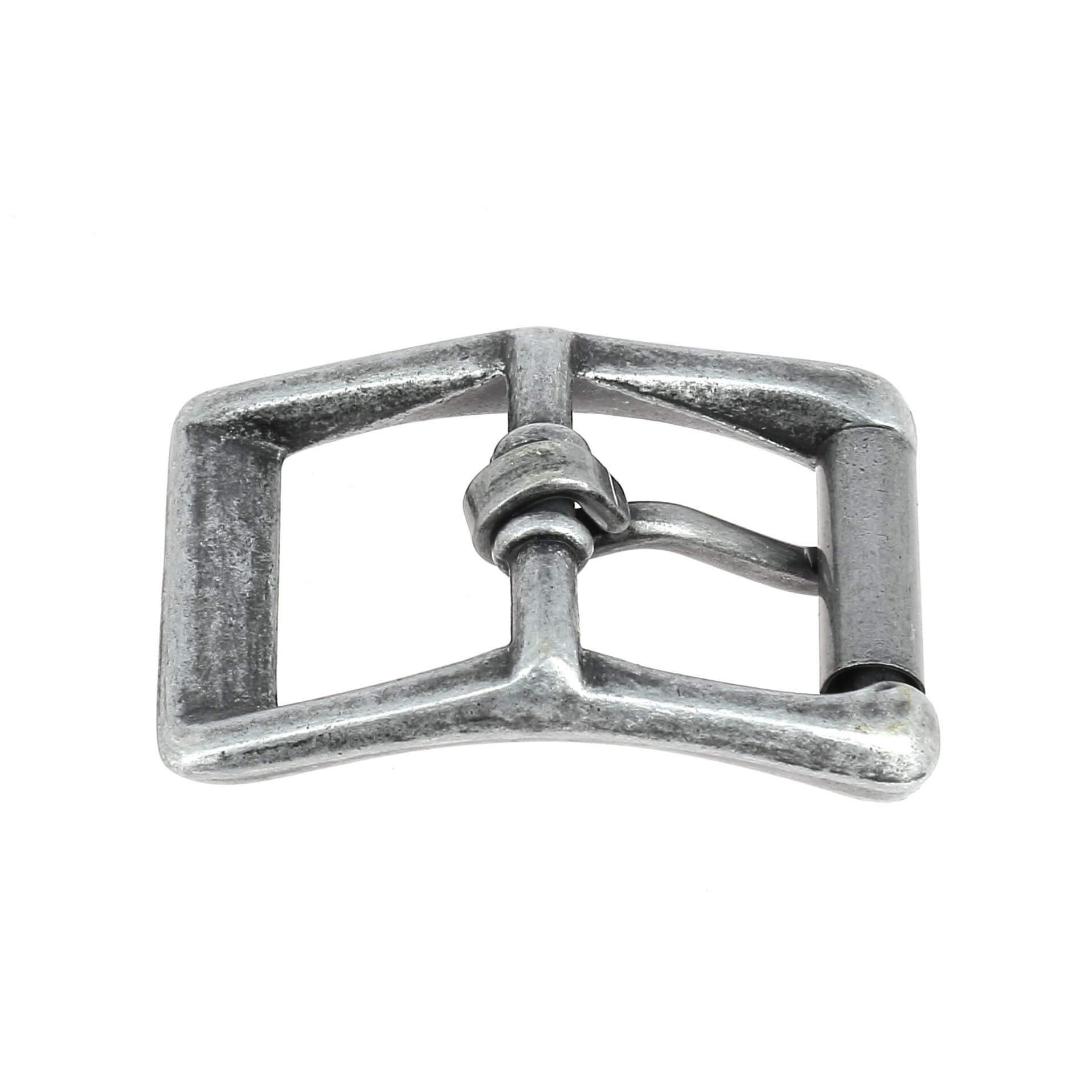 Boucle de ceinture double à rouleau ANY en bouclerie, visible en détail, finition métallique brillante sur fond neutre.