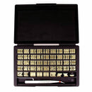 Outils Tandy Leather pour jeu de 142 caractères, porte-caractères et manche, utilisé pour la gravure et la création de lettres.