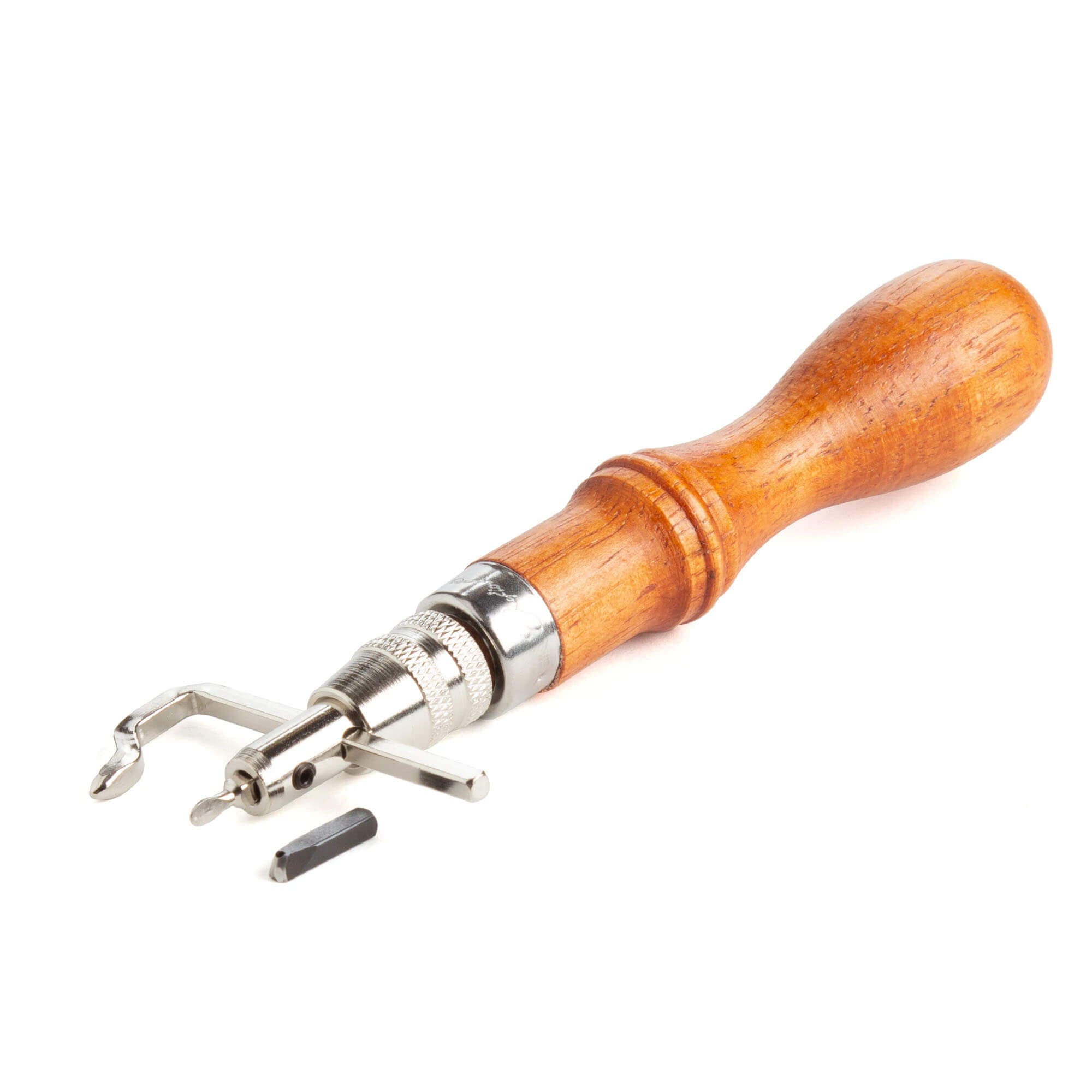 Rainette double fonction Tandy Leather, outil professionnel pour coudre ou percer, avec poignées ergonomiques et lames résistantes.