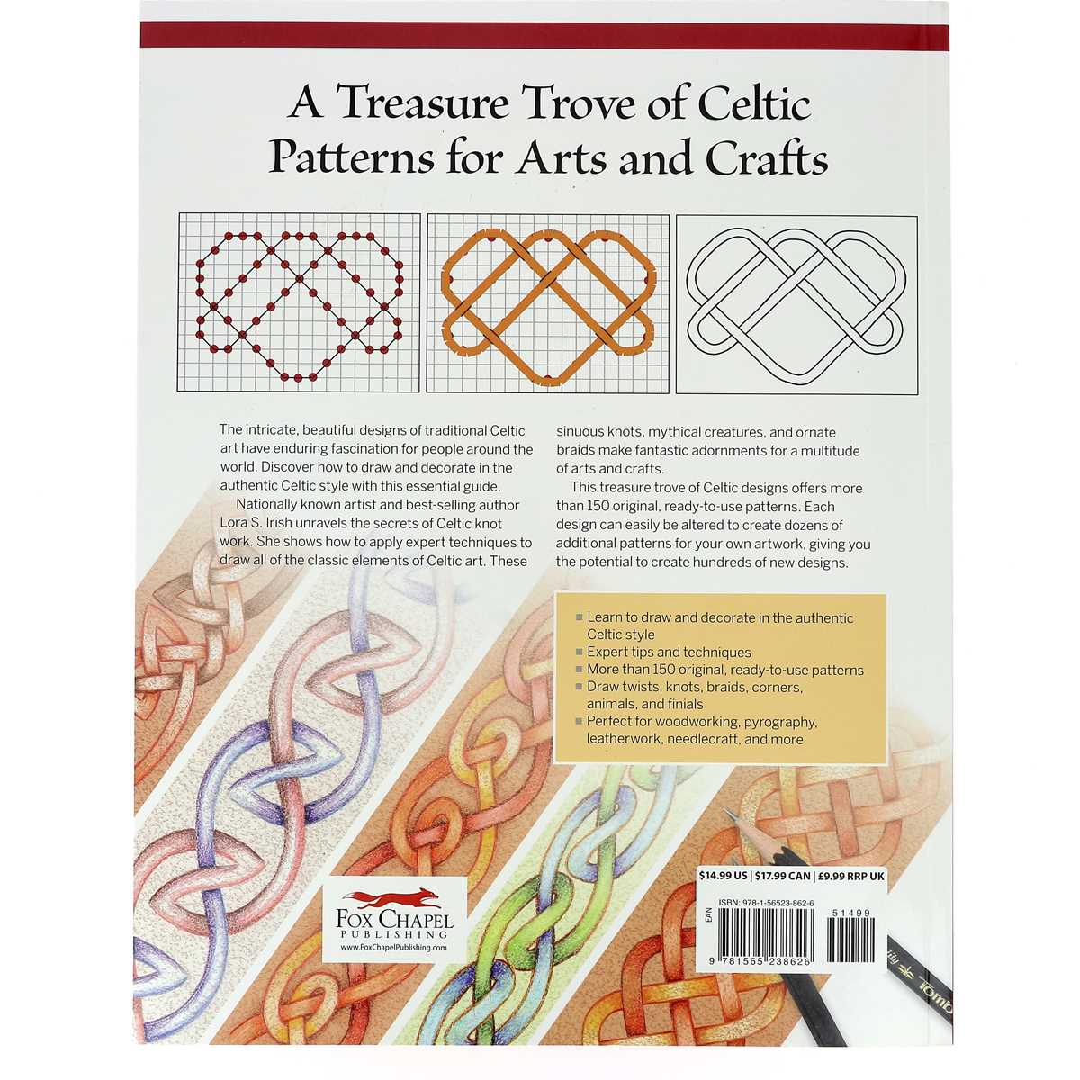 Livre de création de motifs celtiques de Tandy Leather, avec illustrations pour apprendre à dessiner des designs celtiques.