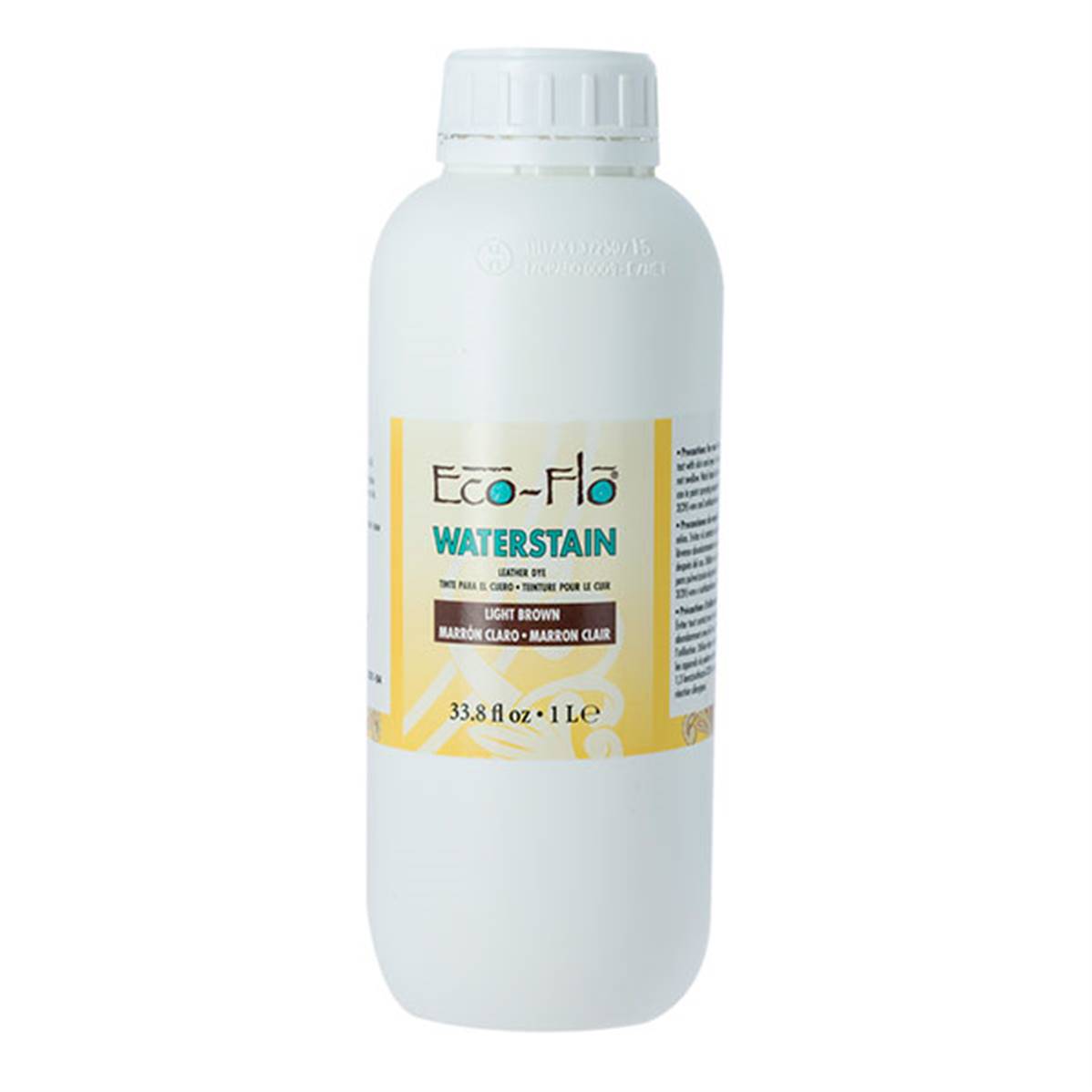 Teinture Eco-Flo Waterstain marron clair pour bois, application visible sur un panneau en bois clair, finition naturelle.