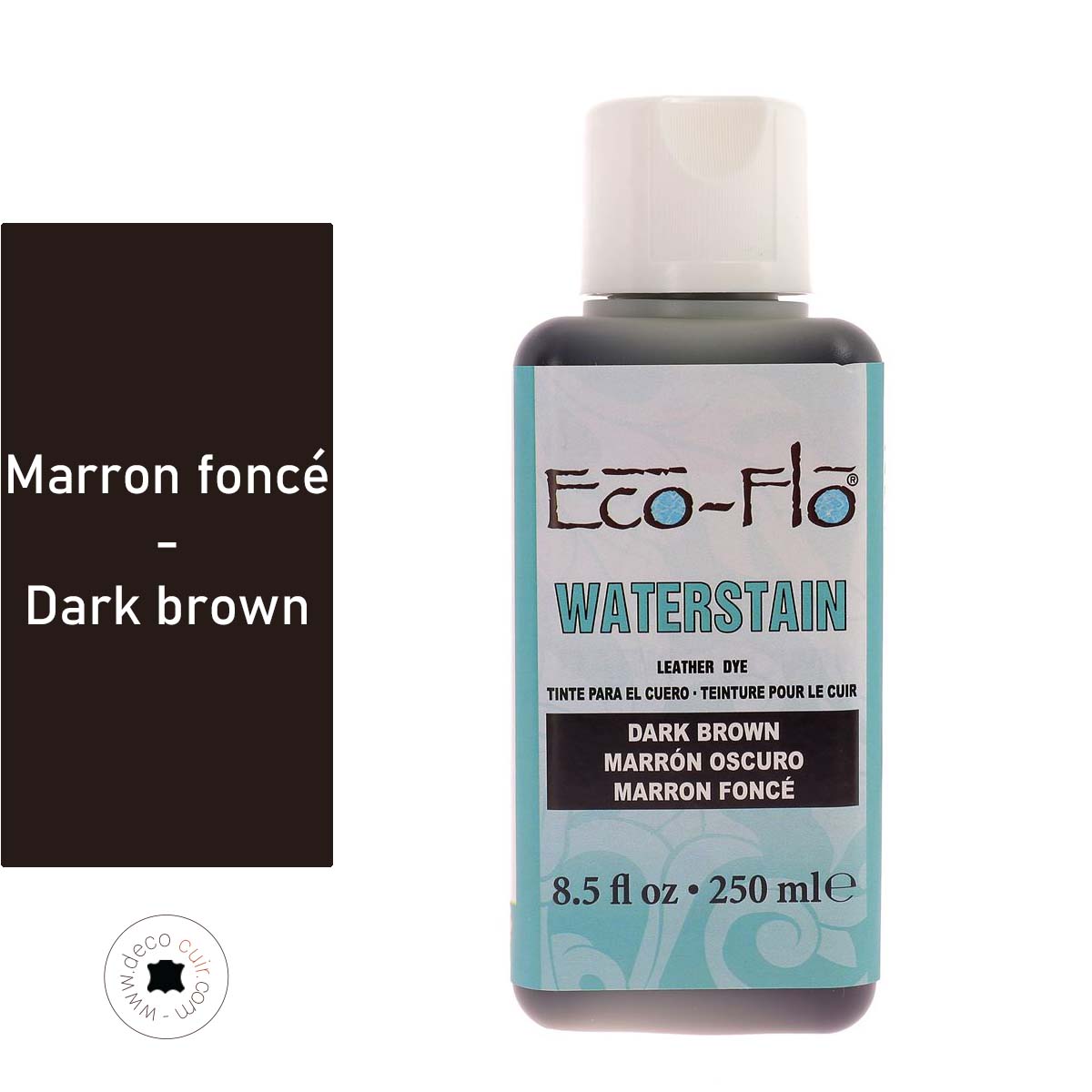 Teinture Eco-Flo Waterstain marron foncé, peinture pour bois, finition naturelle et durable, application facile.