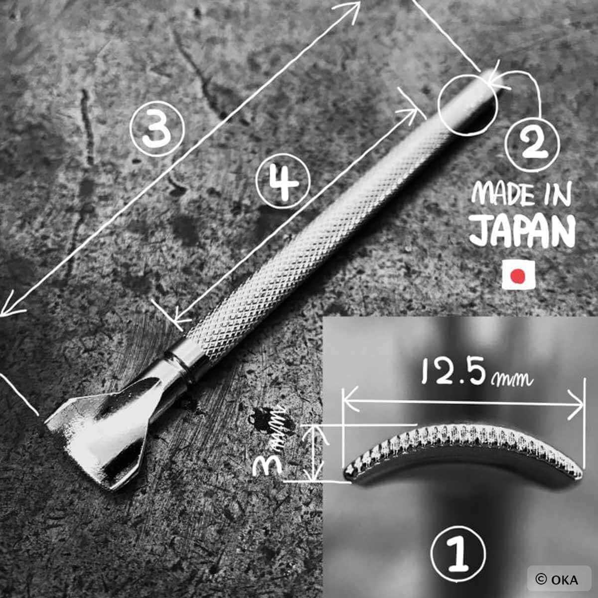 Matoir sur manche Oka avec veiner de 12,5 mm, outil pour modelage en céramique ou sculpture, visible en image.