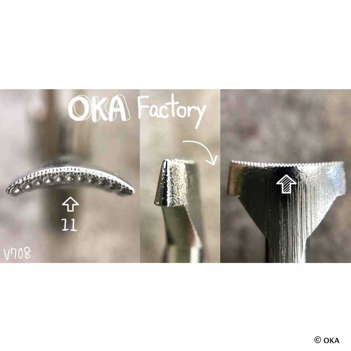 Matoir sur manche Oka avec veiner de 15,5 mm, outil en bois pour modelage et sculpture.