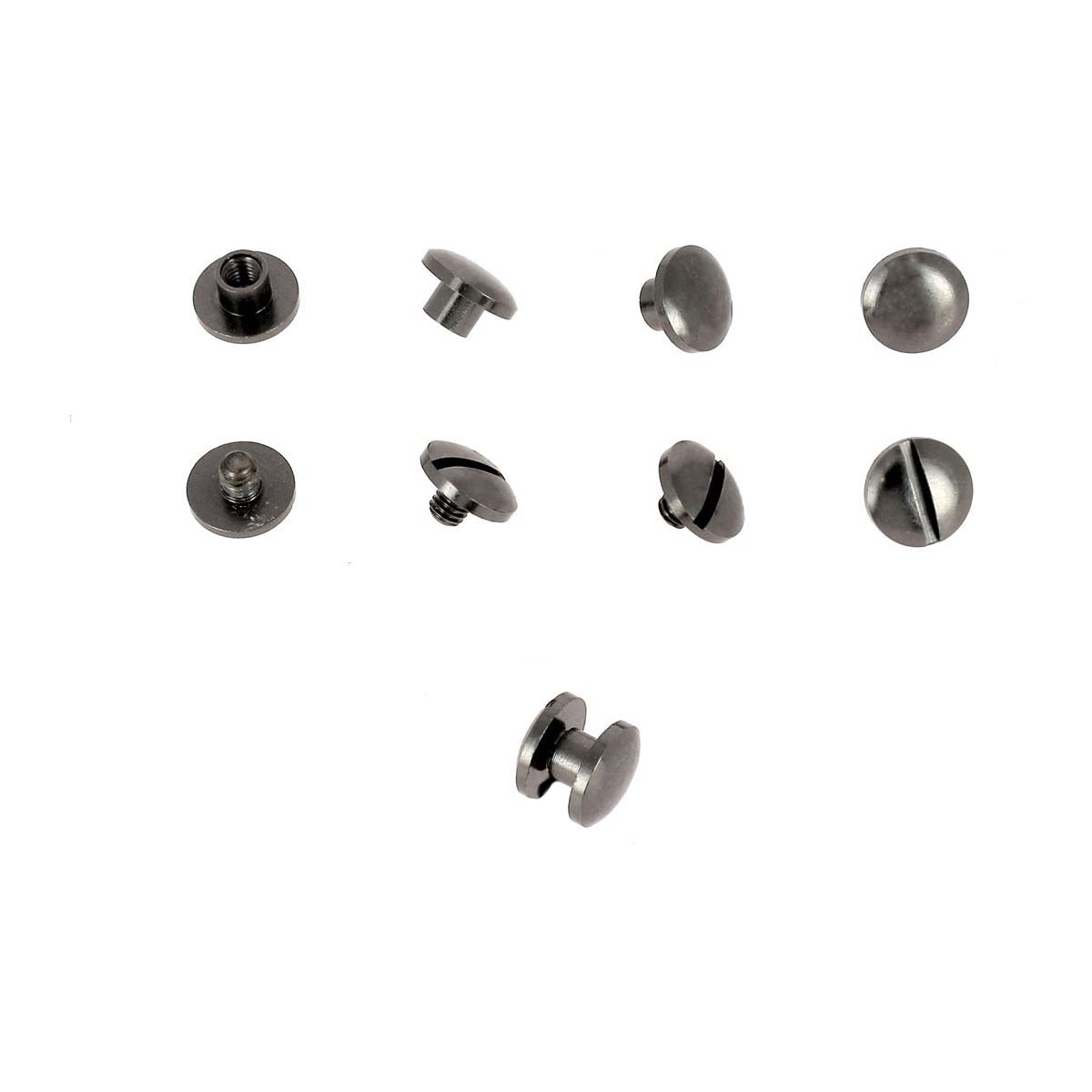 Lot de vis Chicago bombées Deco Cuir, diamètre 8mm et entraxe 3mm, accessoires pour cuir et bricolage.