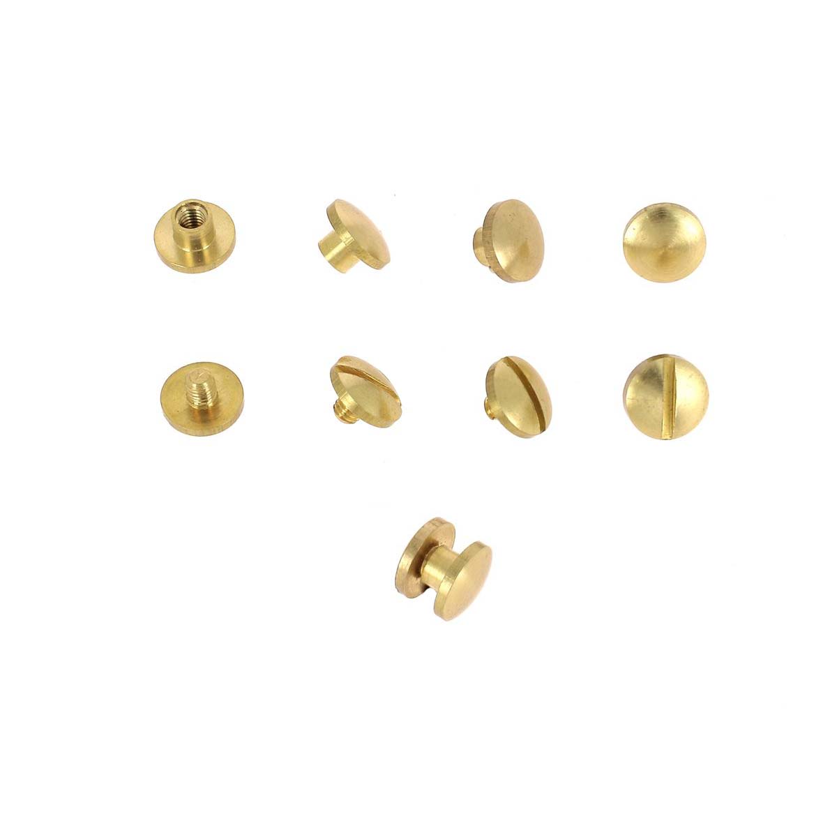 Lot de vis Chicago bombées Deco Cuir, diamètre 8mm, entraxe 3mm, en laiton, accessoires pour cuir et artisanat.