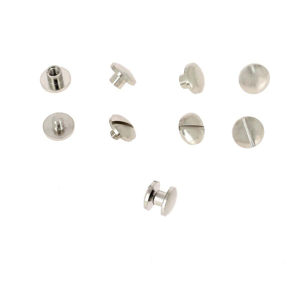 Lot de vis Chicago bombées en nickel, diamètre 8mm et entraxe 3mm, accessoires de fixation de marque Deco Cuir