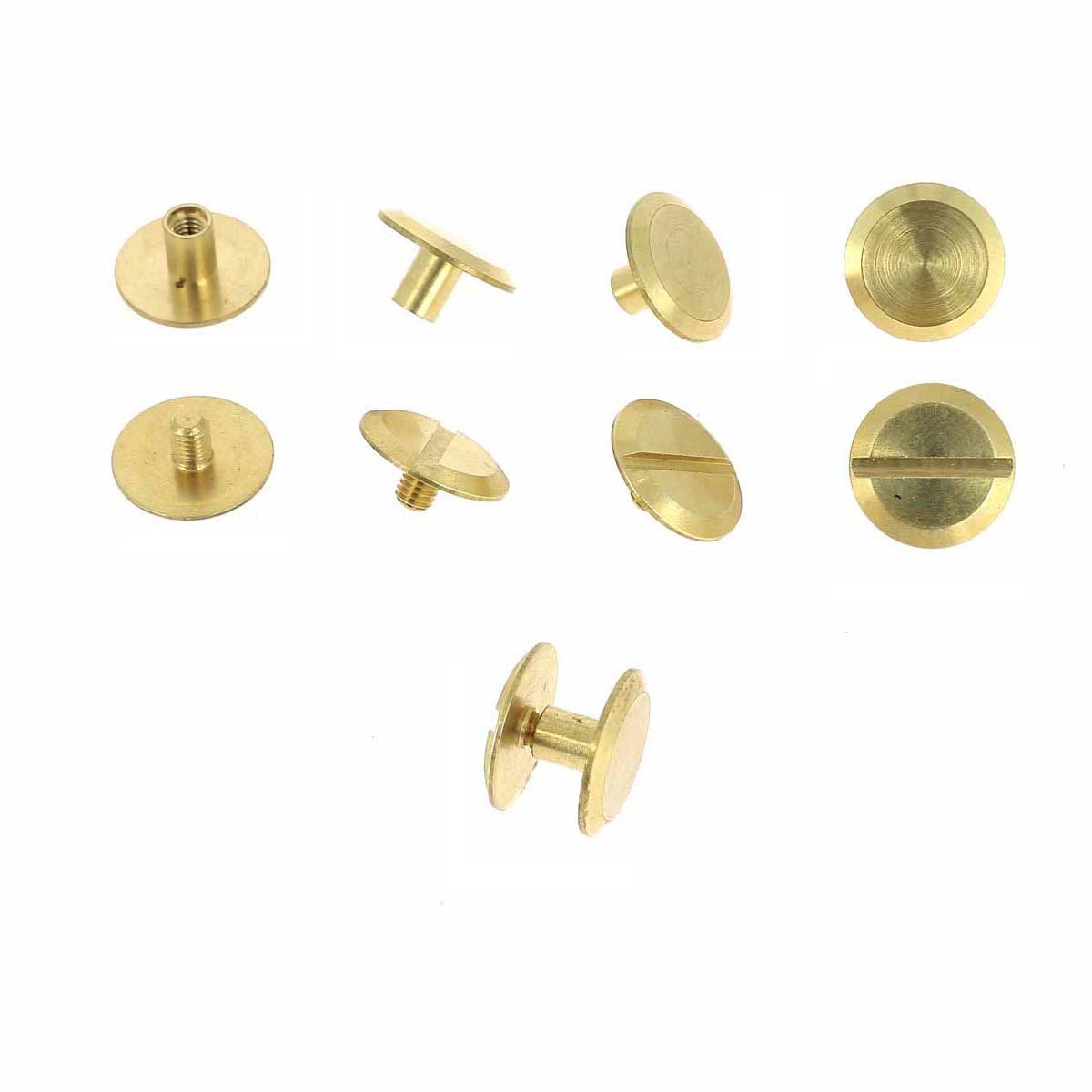 Lot de vis Chicago en laiton, diamètre 12mm, entraxe 6mm, accessoires de fixation Deco Cuir, idéal pour projets de maroquinerie