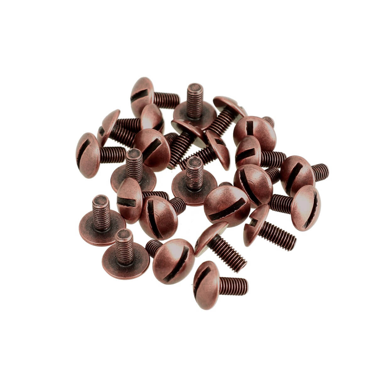 Lot de 25 vis en vieux cuivre, accessoires Deco Cuir, taille 3x7 mm, pour créations en cuir et bricolage.