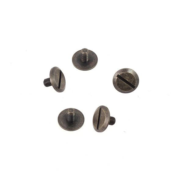 Lot de 5 vis en laiton vieilli de 3x5 mm avec tête plate, accessoires Deco Cuir pour fixation et assemblage.