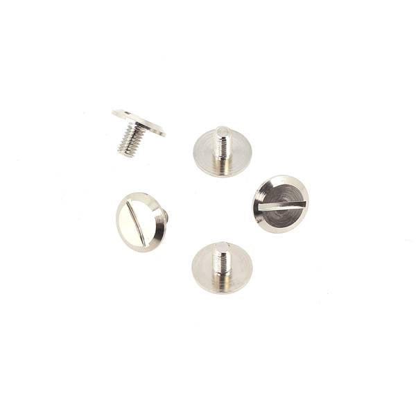 Lot de 5 vis à tête plate de 3x5 mm de la marque Deco Cuir, accessoires en métal nickelé pour projets de bricolage.