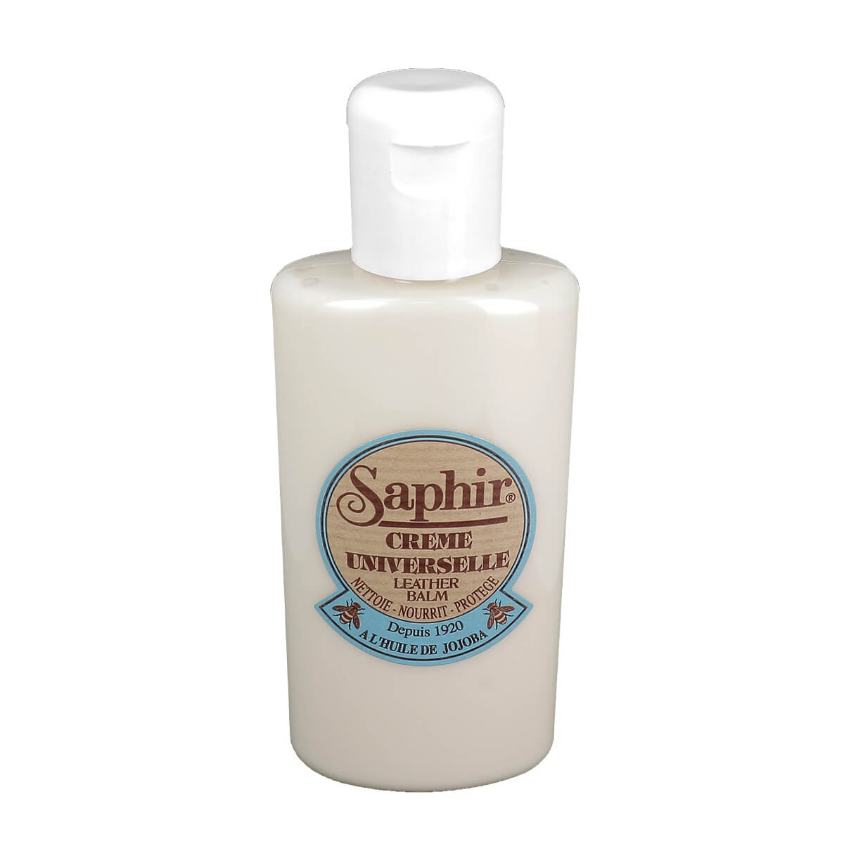 Crème universelle Saphir pour l'entretien du cuir, incolore, en pot de 150 ml, application pour nourrir et protéger le cuir.