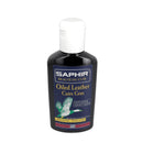 Crème protectrice pour cuirs gras Saphir, 125ml, entretien du cuir, flacon noir avec étiquette.