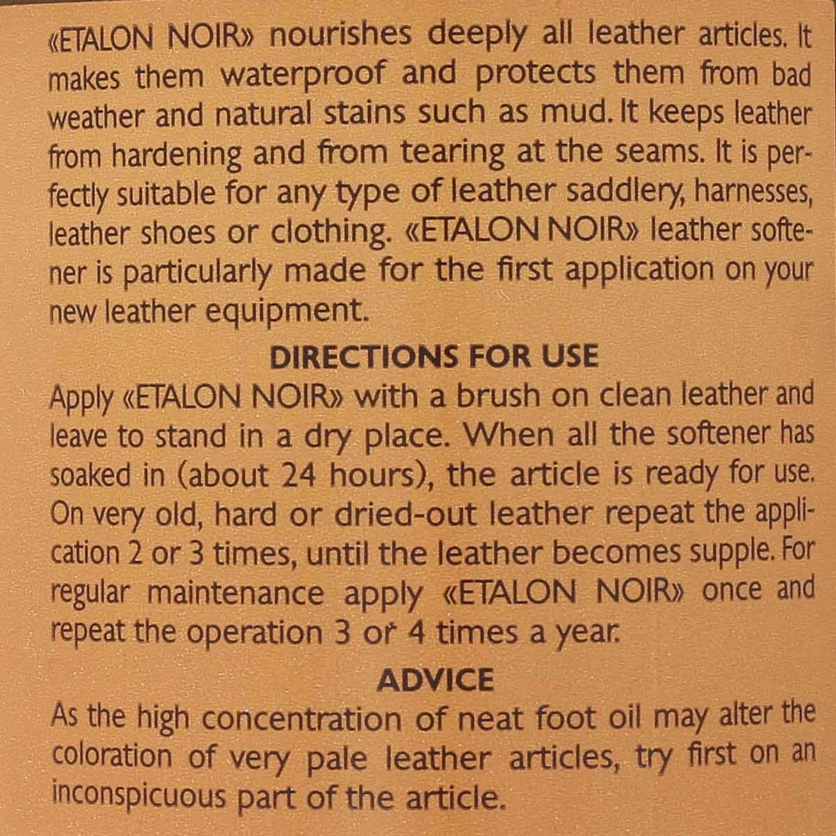 Assouplissant pour cuir Saphir à l'huile de pied de bœuf, flacon de 500 ml, pour entretien et souplesse du cuir.