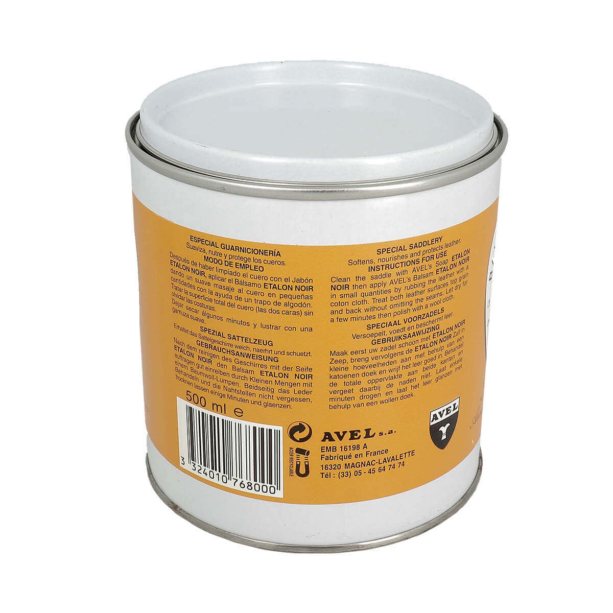 Baume pour cuirs Saphir, spécial sellerie, 500ml, entretien du cuir, application sur un cuir brillant et bien entretenu