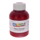 Finition de tranche rouge de la marque Colorcut, teintures et peintures, bouteille de 150 ml, application sur bois.