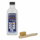 Nettoyant liquide Saphir Omnidaim Nubuck pour entretien du cuir, 100 ml, flacon avec bouchon blanc.