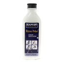 Nettoyant et détacheur pour cuir Saphir Réno'Mat, produit d'entretien du cuir avec applicateur, en bouteille blanche.