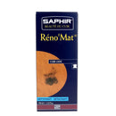 Nettoyant et détacheur pour cuir Réno'Mat Saphir, produit d'entretien du cuir, avec flacon en plastique et étiquette bleue.