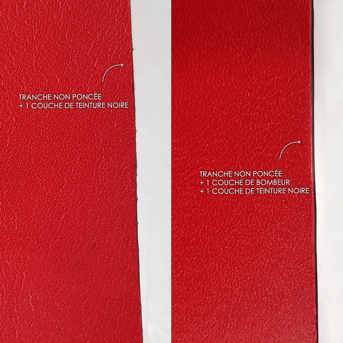 Bombeur de tranche Deco Cuir pour teintures et peintures, outil de finition en cuir, image montrant l'appareil en action