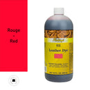 Teinture pour cuir Fiebing's Leather dye rouge, flacon de 936 ml, liquide colorant pour cuir rouge vibrant.