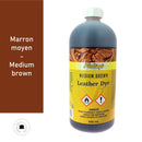 Teinture pour cuir Fiebing's Leather dye Medium Brown, bouteille de 936ml, pour restaurer ou colorer des articles en cuir.