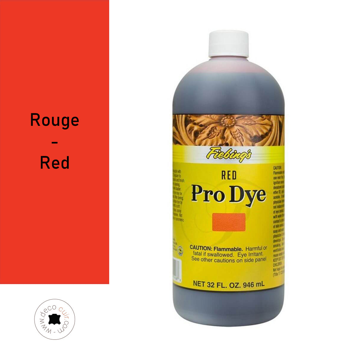 Teinture à l'huile Fiebing's Pro Dye rouge, 936 ml, pour cuir, vêtements et accessoires, liquide colorant de haute qualité