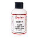 Peinture acrylique pour cuir Angelus, couleur blanche, 118 ml, peinture standard pour réparation et décoration de cuir.