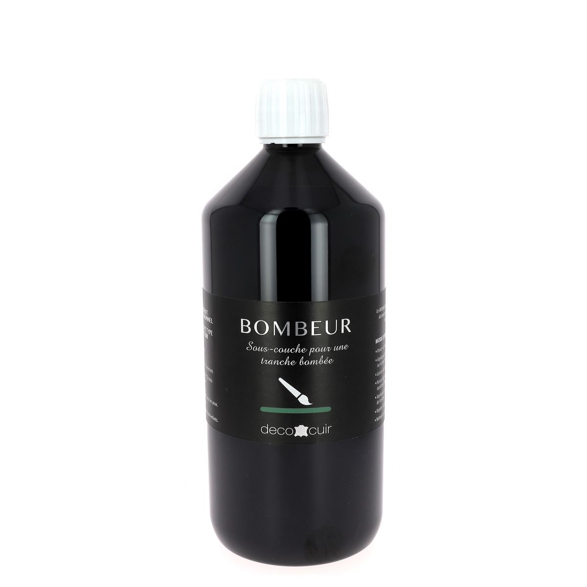 Bombeur de tranche noir de 1L, teintures et peintures Deco Cuir pour finition en cuir ou matériaux similaires.