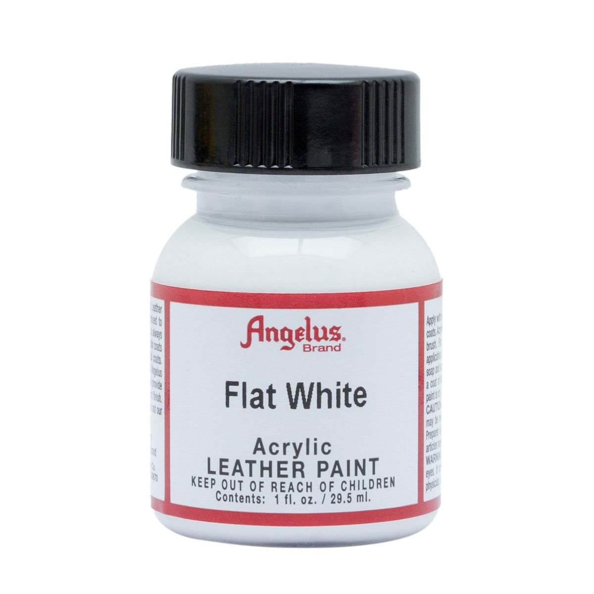 Peinture cuir acrylique Angelus Standard Flat White 105 pour customisation de chaussures ou accessoires en cuir blanc.