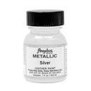 Peinture acrylique pour cuir Angelus Métallique Silver, 29,5 ml, finition brillante, idéale pour personnaliser le cuir.