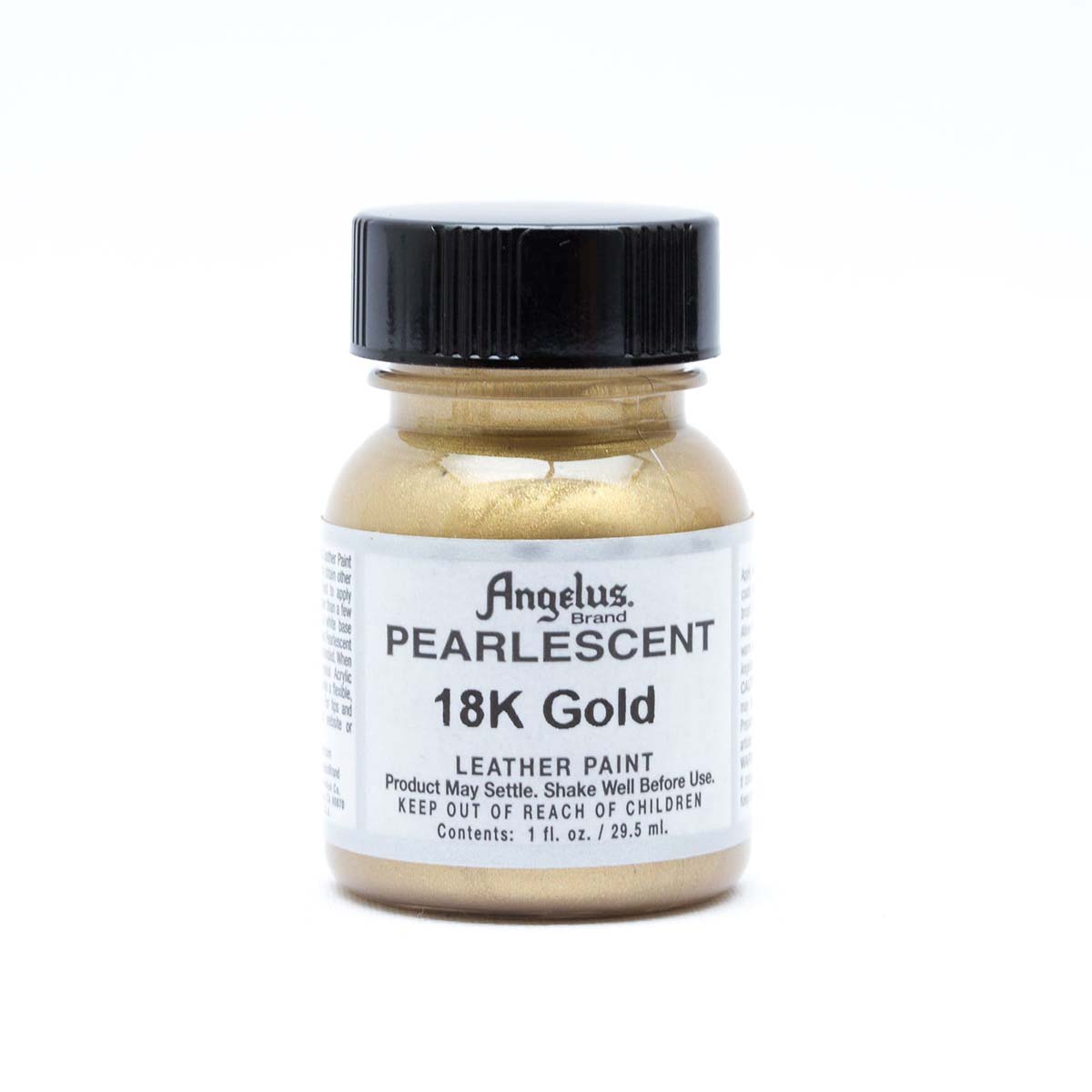 Peinture cuir acrylique Angelus nacrée 29,5 ml, teinture à l'or 18K Gold, finition nacrée pour cuir.