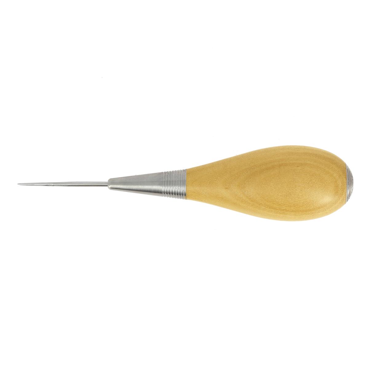Alêne ronde de 2mm Jérôme David Excellence, outil en métal avec manche en citronnier, vue en gros plan.
