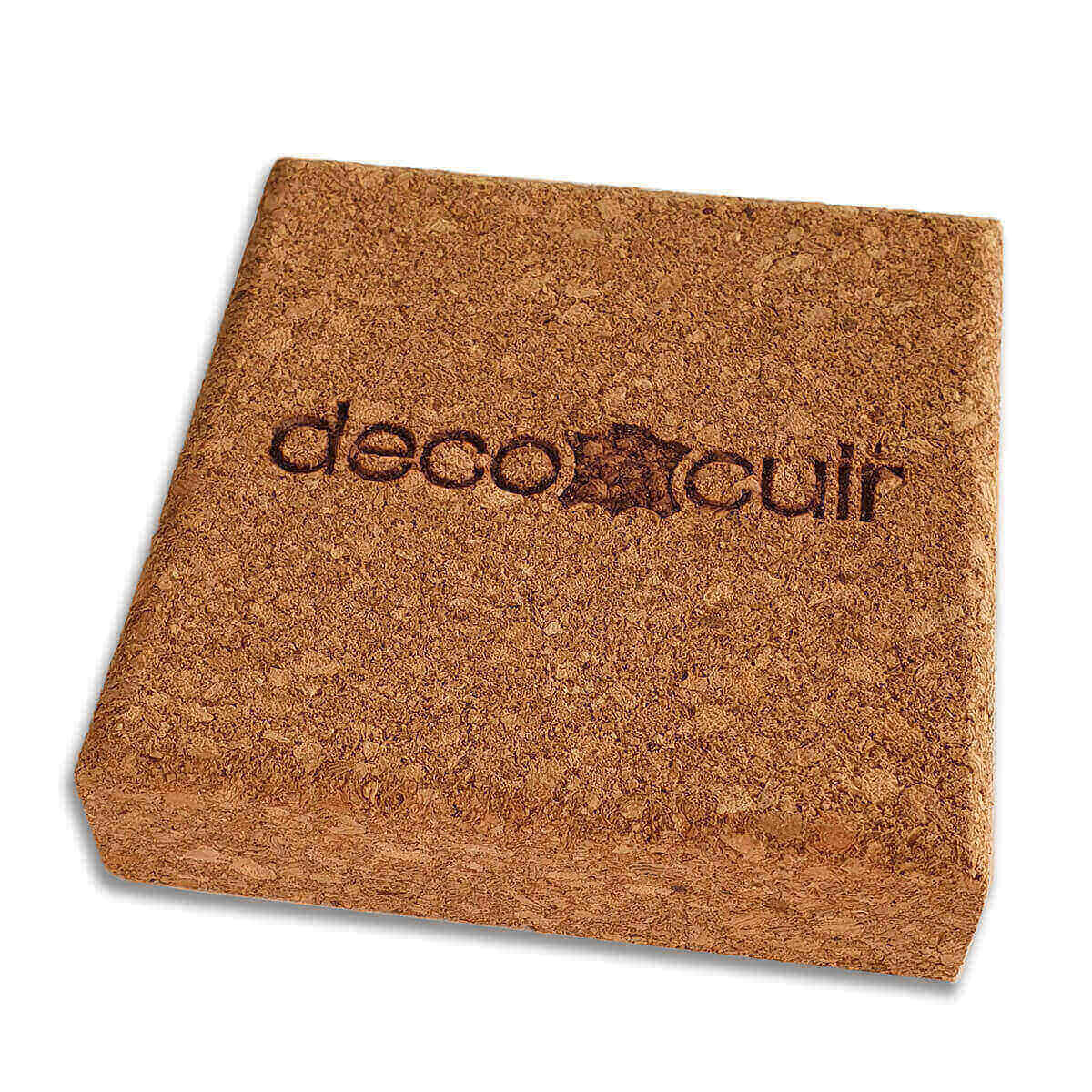 Bloc de liège Deco Cuir de 8x8 cm, pièce de mercerie avec surface naturelle et texture de liège, marque Deco Cuir.