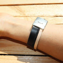 Fermoir aimanté pour bracelet bijou noir CAMILLE, lacet plat, création de bijoux, finition élégante.