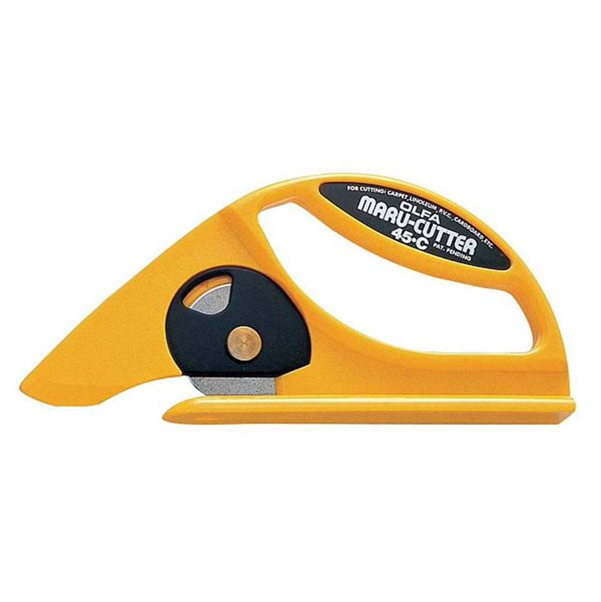 Cutter spécial cuir épais Olfa 45-C avec lame robuste pour découpe précise sur tapis en linoléum.