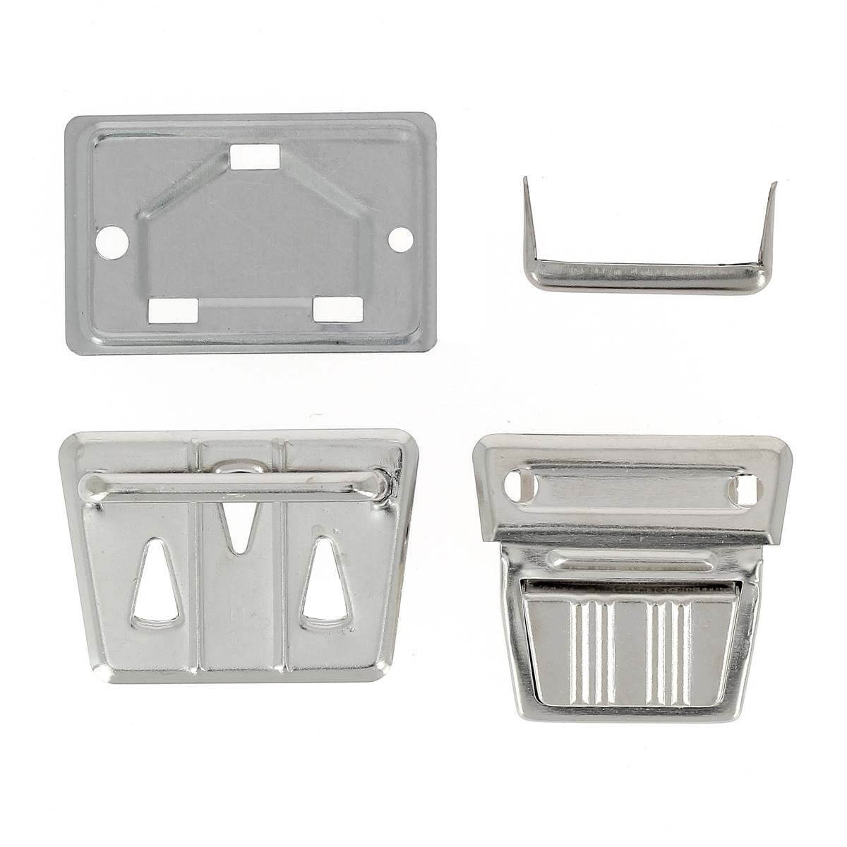 Fermeture de cartable TUCK en nickel de 38x35mm, accessoire pour sac ou sac à dos, vue rapprochée.