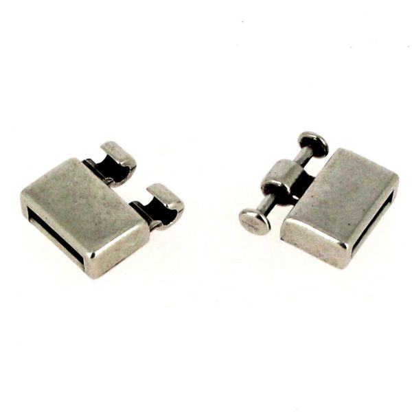 Fermoir bijou en argent vieilli pour lanière de 13 mm, fermeture emboîtement pour créations bijoux.