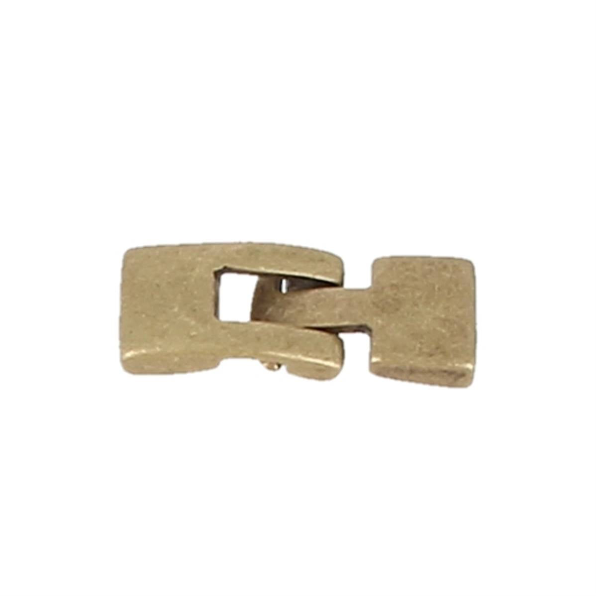 Fermoir bijou TESSA en laiton mat, pour créations bijoux avec lacet plat, image montrant le fermoir de 10 mm.