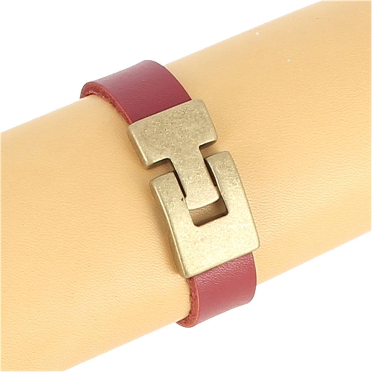 Fermoir bijou TESSA en laiton mat, pour création de bijoux avec lacet plat, image de 13 mm de diamètre.